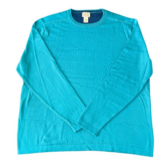 Jos A Bank Cotton Cashmere Sweater Mens Size XL Blue Soft Crew Preppy Pullover - Picture 1 of 6
